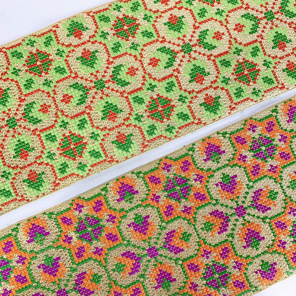 88 mm Designer Cross stitch Jacquard Ribbon, view 5
