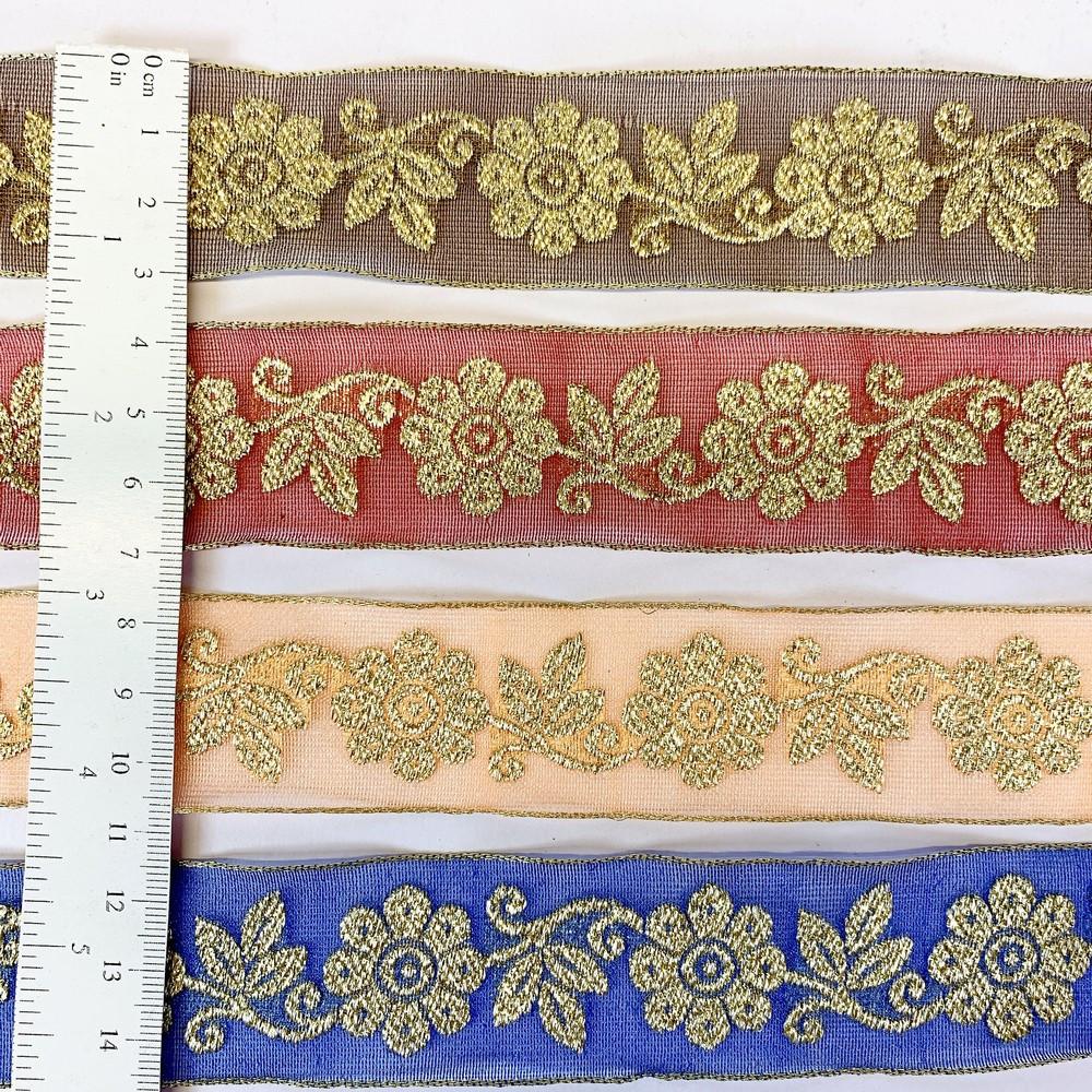 25mm Designer Jacquard Ribbon With Zari Threads, view 4