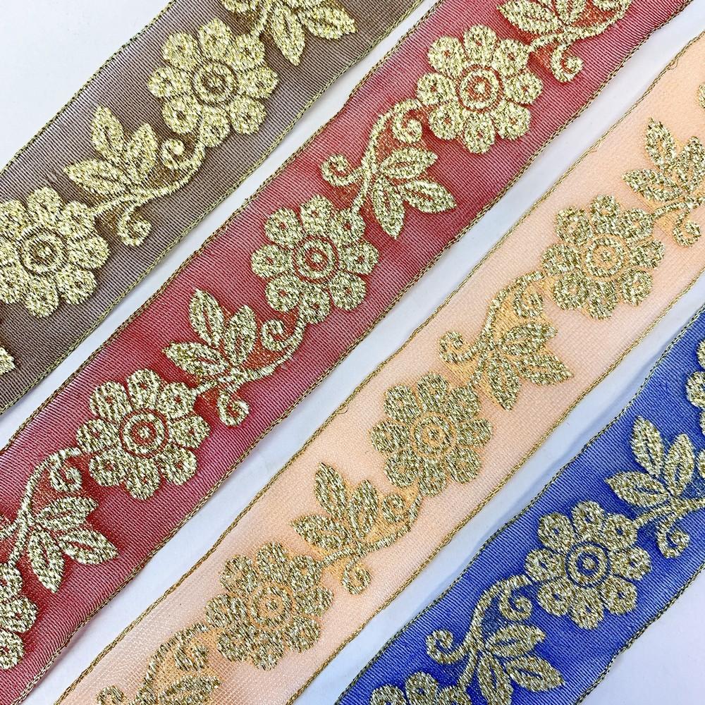 25mm Designer Jacquard Ribbon With Zari Threads, view 5
