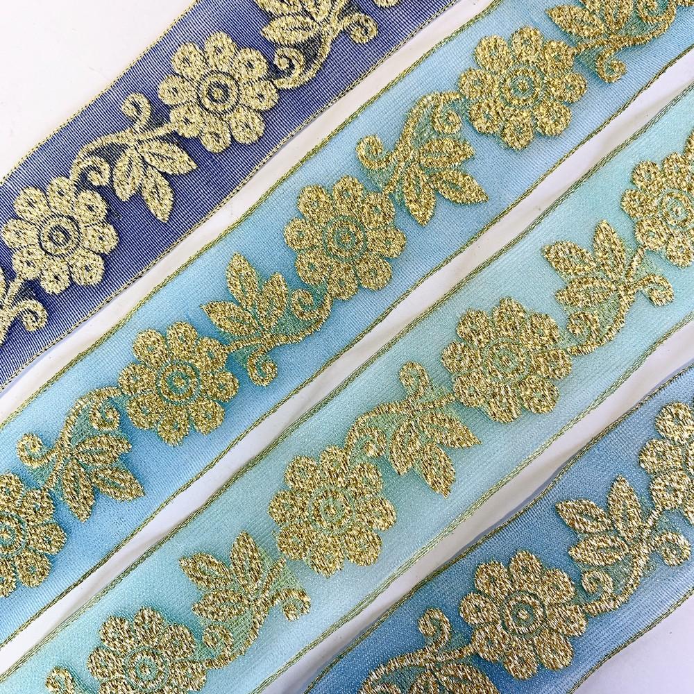 25mm Designer Jacquard Ribbon With Zari Threads, view 3