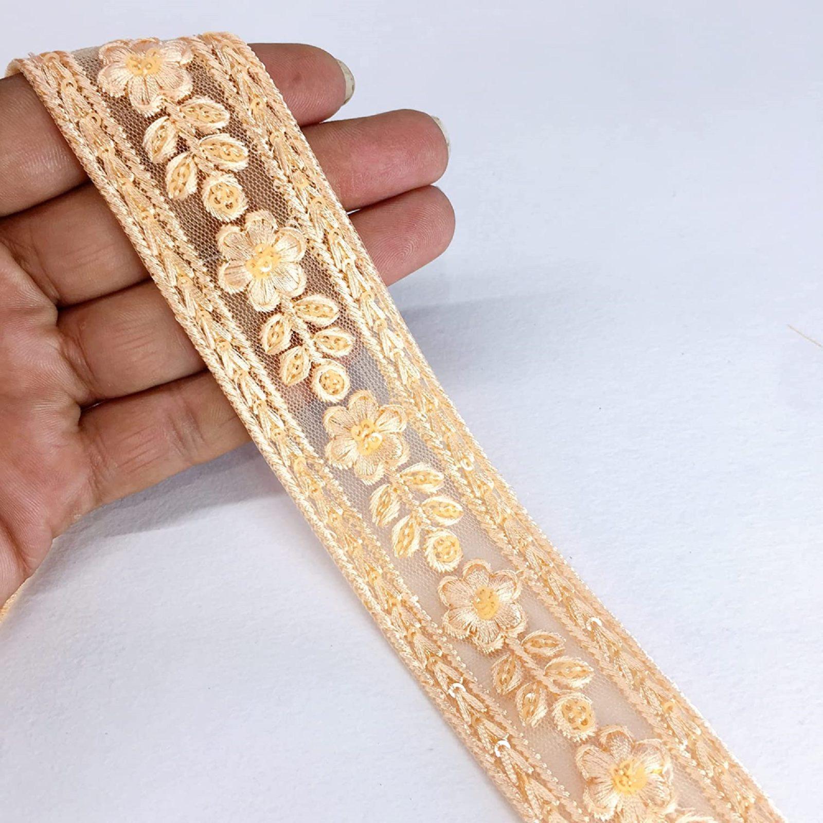 35mm Flower Design Embroidery, shown on white cotton