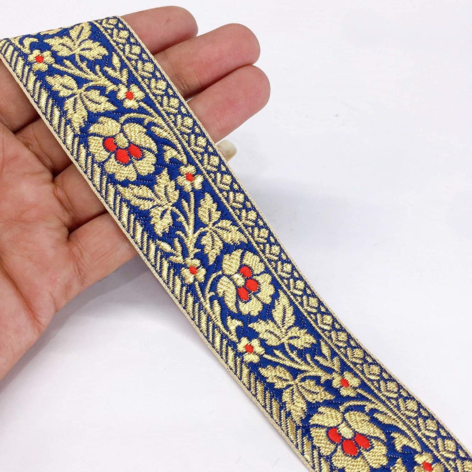 40mm Flower Design Jacquard, shown on white cotton