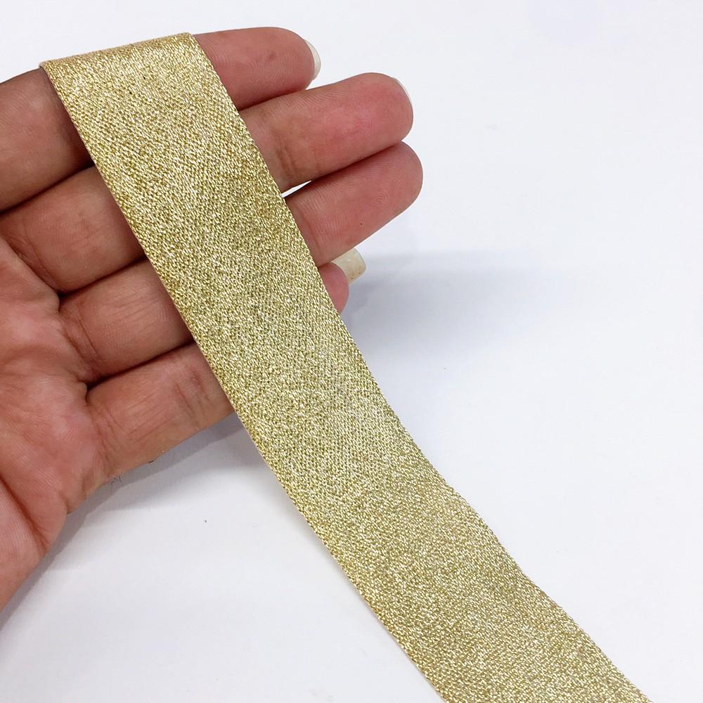 28 mm Metallic Glitter Plain Ribbon, shown on white cotton