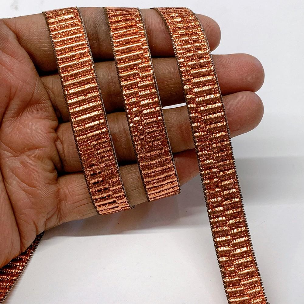 13 mm Shiny Metallic Loop Ribbon, shown on white cotton