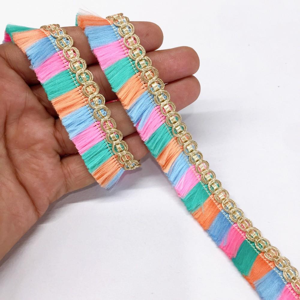 22 mm Designer Metallic Fringe, shown on white cotton