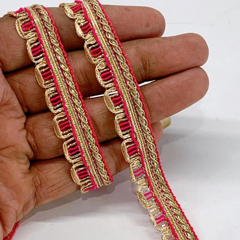 14 mm Crochet Knitted Decorative Ribbon, shown on white cotton