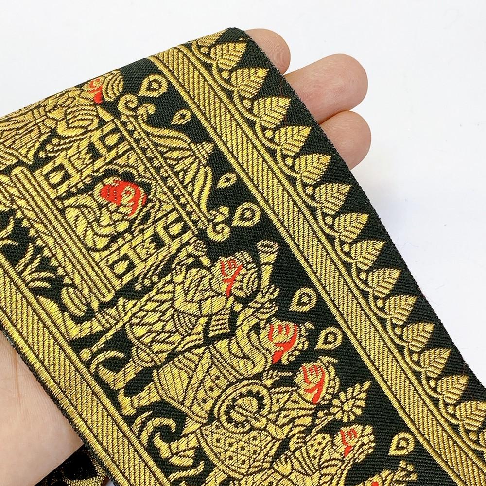 100 mm Designer Banarasi Barat Jacquard Ribbons, shown on white cotton