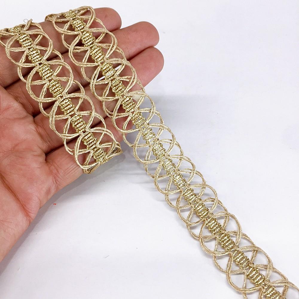 20mm Knitted Decorative Tape Ribbon, shown on white cotton