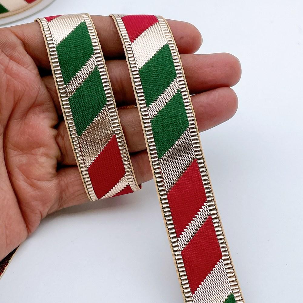 20mm Vibrant Gota Patti Lace Trim - Diagonal Color Block Border for Ethnic Wear, shown on white cotton