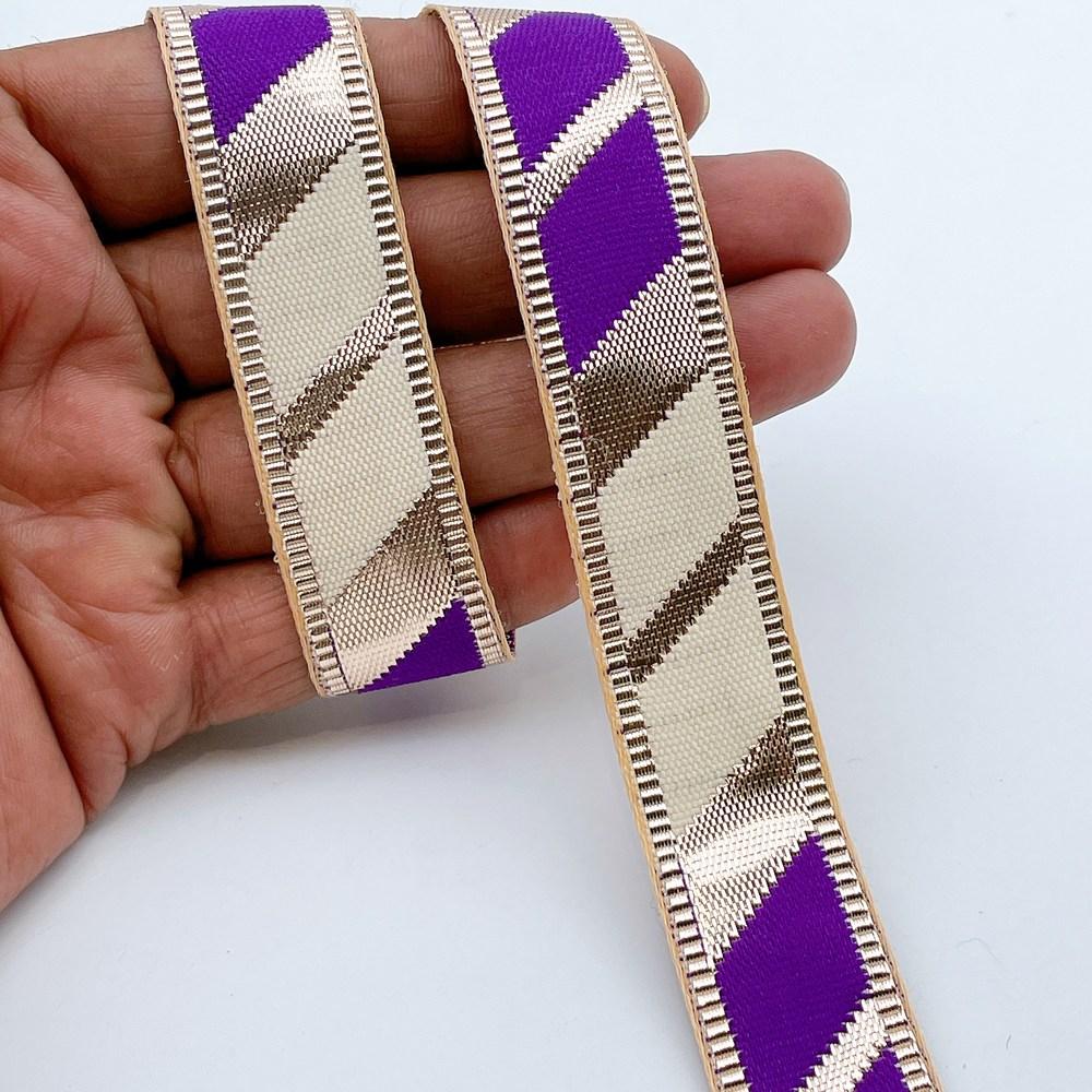 20mm Vibrant Gota Patti Lace Trim - Diagonal Color Block Border for Ethnic Wear, shown on white cotton