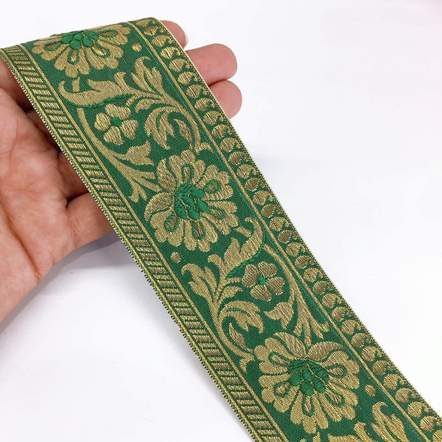 55mm Flower Design Jacquard, shown on white cotton