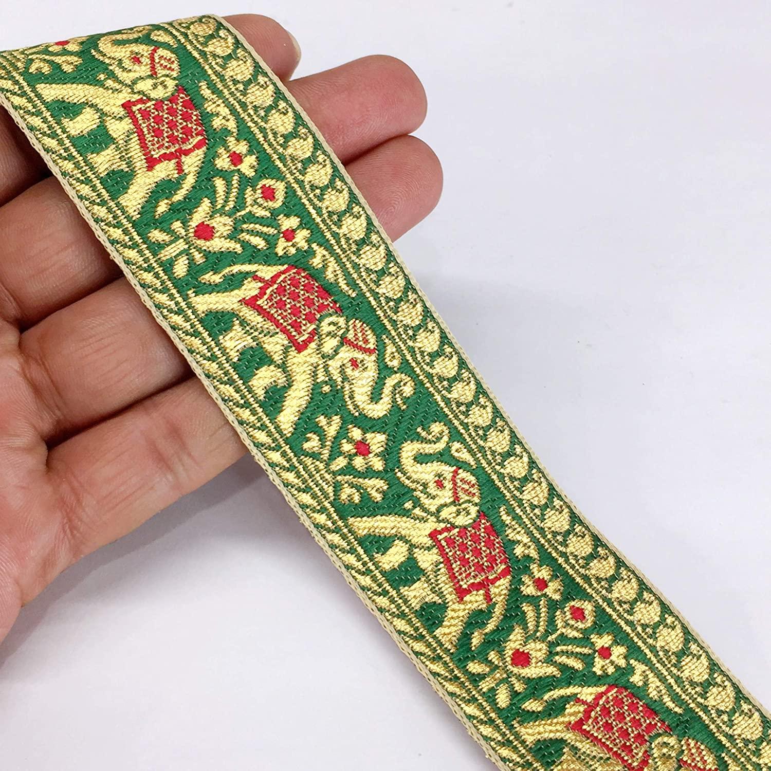 35mm Jacquard Elephant Design, shown on white cotton