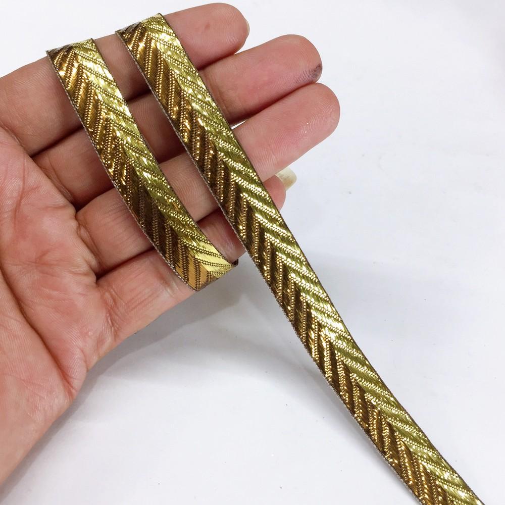 13 mm Double Color Metallic Ribbon For Decoration, shown on white cotton
