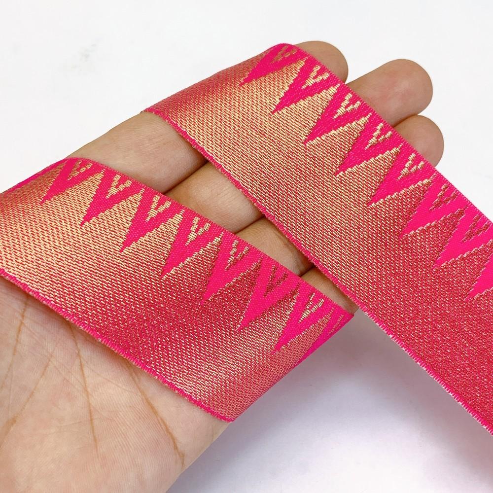 40mm Designer Banarasi Jacquard Lace, shown on white cotton