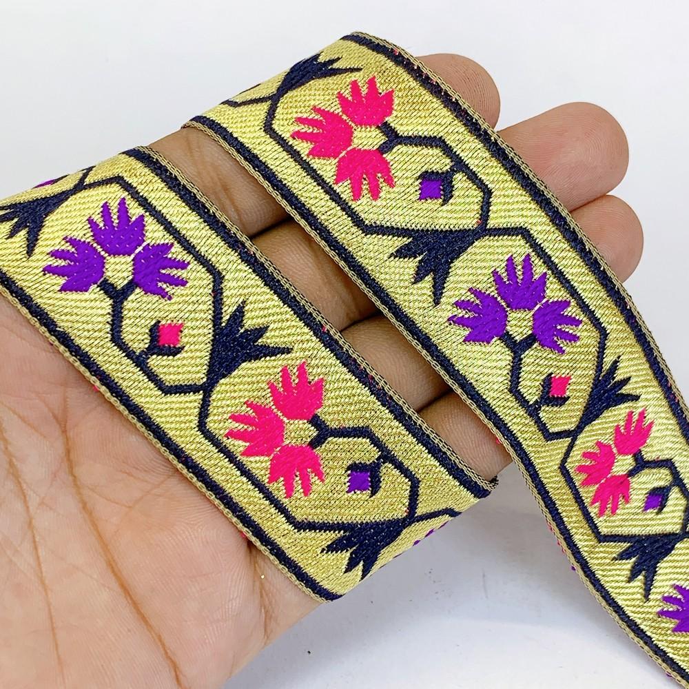 30mm Designer Jacquard Lace, shown on white cotton