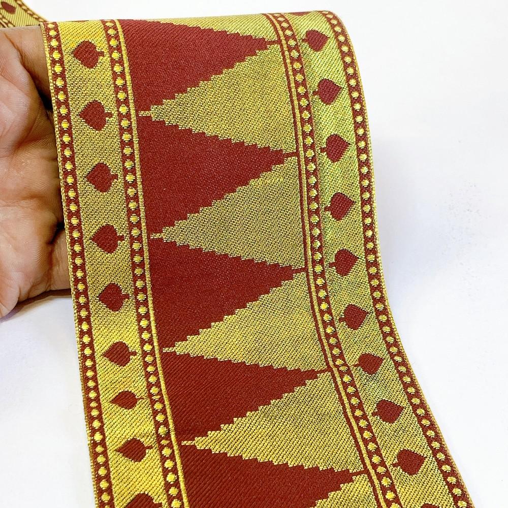 92 mm Designer Banarsi Jacquard Lace, shown on white cotton